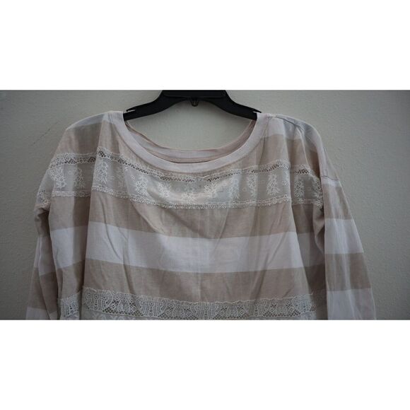 Free People Women's Sz XS Taupe/Pale Pink Oversized Lace Sheer Bottom Top $102 - Picture 3 of 8